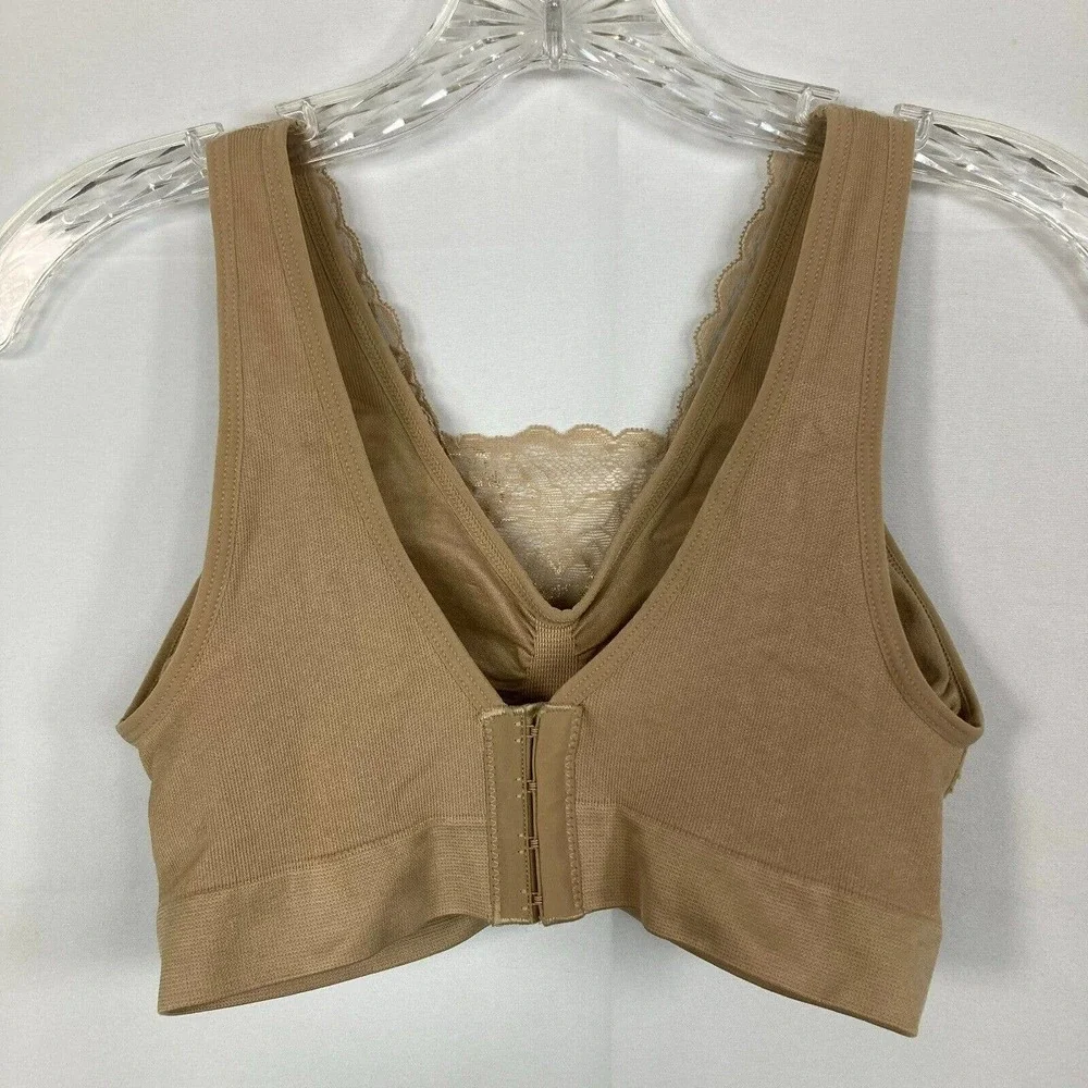 Breezies Bra‎ Womens Sz S Beige Stretch Lace Full Coverage Wireless Comfort